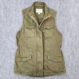 Lucky Brand Vest Womens XS Green Full Zip Button Military Style Cargo Pockets